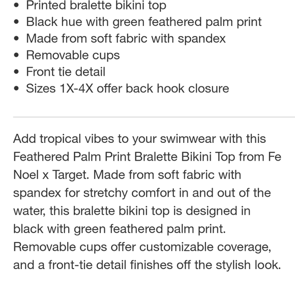 Fe Noel x Target Women's Feathered  Palm Print Bralette Bikini Top - Picture 7 of 16